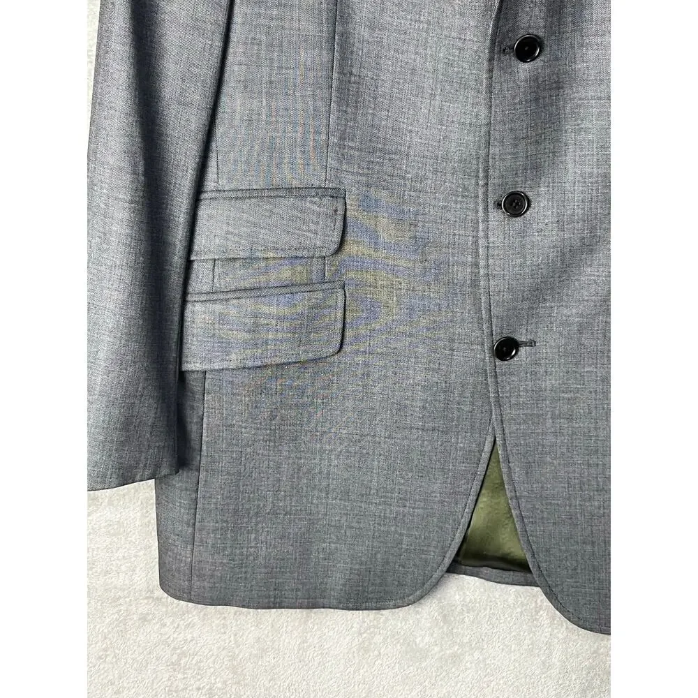 ETRO Milano Gray Wool Sport Coat Blazer Mens 54 EU 44R Italy Striped Lining
